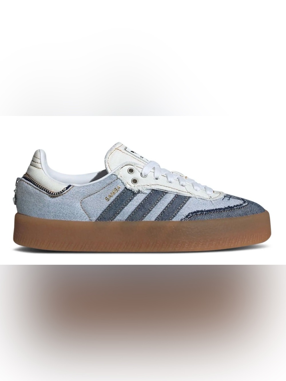 Atmos x Adidas Women's Samba Two-Tone Denim Sneakers Zipper Back